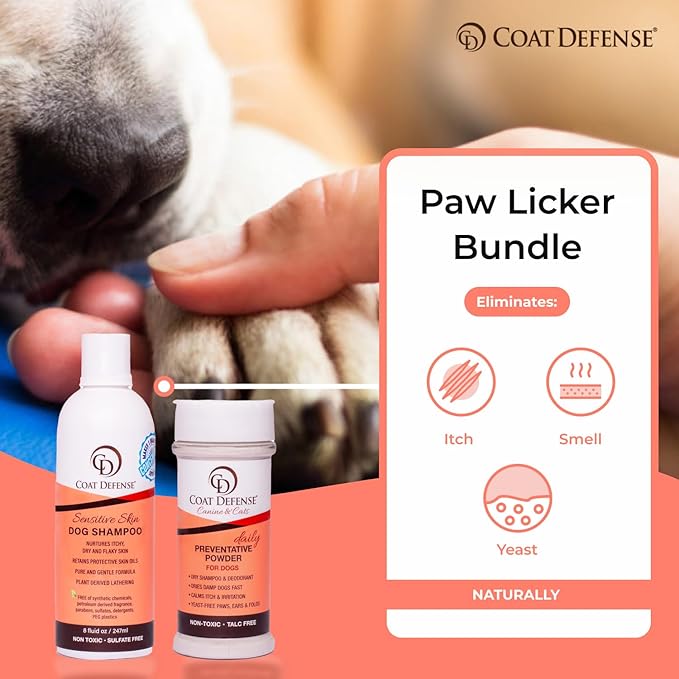 Coat Defense Paw Licker Bundle — Preventative Powder + Sensitive Shampoo