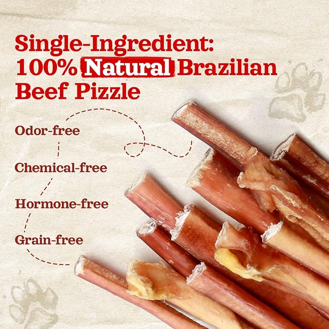 Natural Farm Thin Bully Sticks — 12 Inch, 12 Pack | Odor-Free