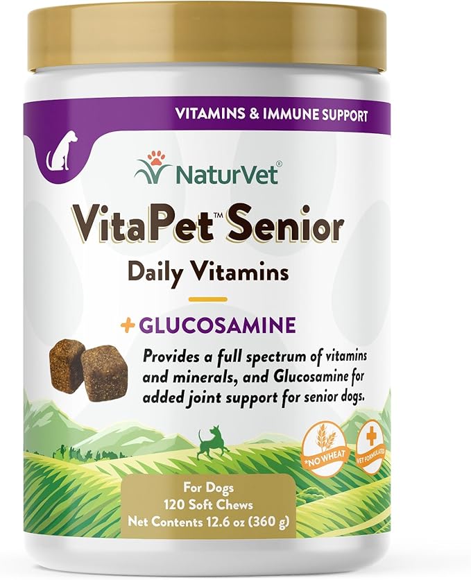 NaturVet VitaPet Senior Daily Vitamins + Glucosamine — 120 ct Soft Chews