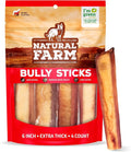 Natural Farm Jumbo Bully Sticks — 6 Inch, 4 Pack | Odor-Free