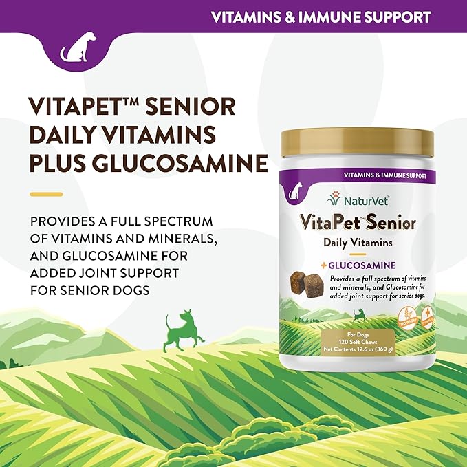 NaturVet VitaPet Senior Daily Vitamins + Glucosamine — 120 ct Soft Chews