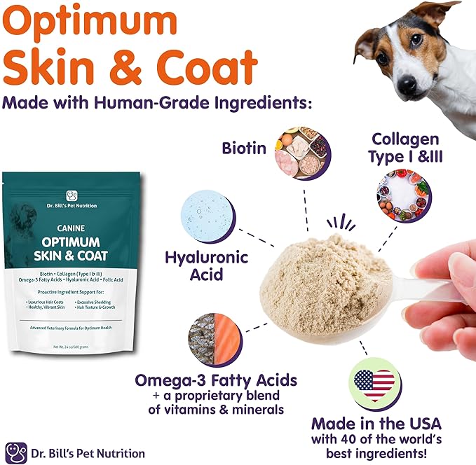 Dr. Bill's Canine Optimum Skin & Coat — 340g | Shedding & Coat Supplement