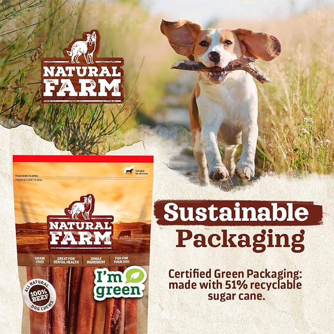 Natural Farm Jumbo Bully Sticks — 6 Inch, 4 Pack | Odor-Free