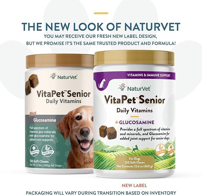 NaturVet VitaPet Senior Daily Vitamins + Glucosamine — 120 ct Soft Chews