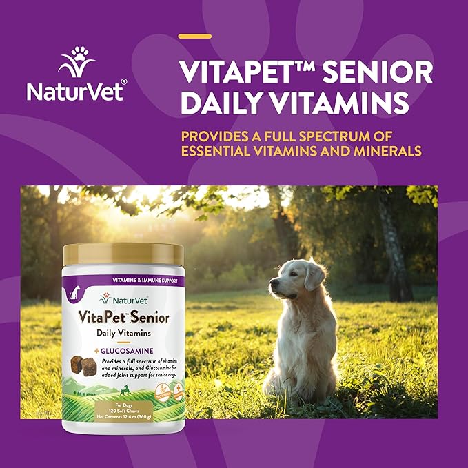 NaturVet VitaPet Senior Daily Vitamins + Glucosamine — 120 ct Soft Chews