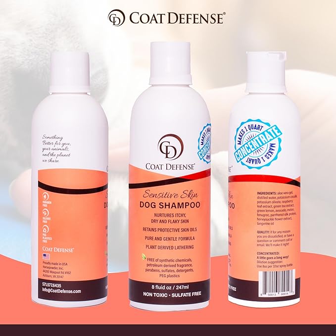 Coat Defense Sensitive Dogs Shampoo — 8 oz Concentrate (Makes 32 oz)