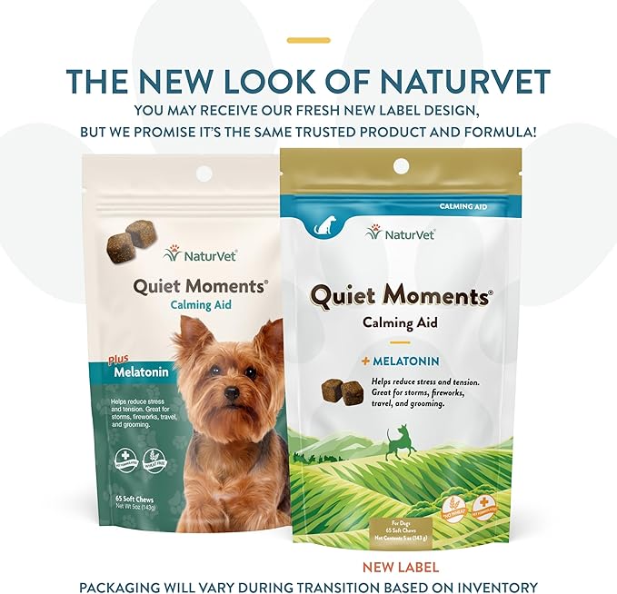 NaturVet Quiet Moments Calming Soft Chews — 65 ct | Melatonin + Chamomile