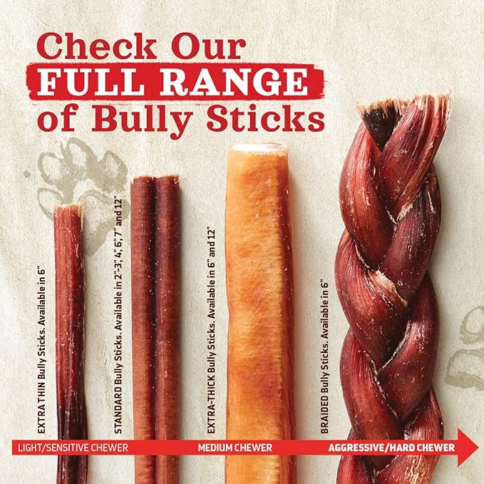 Natural Farm Thin Bully Sticks — 6 Inch, 10 Pack | Odor-Free