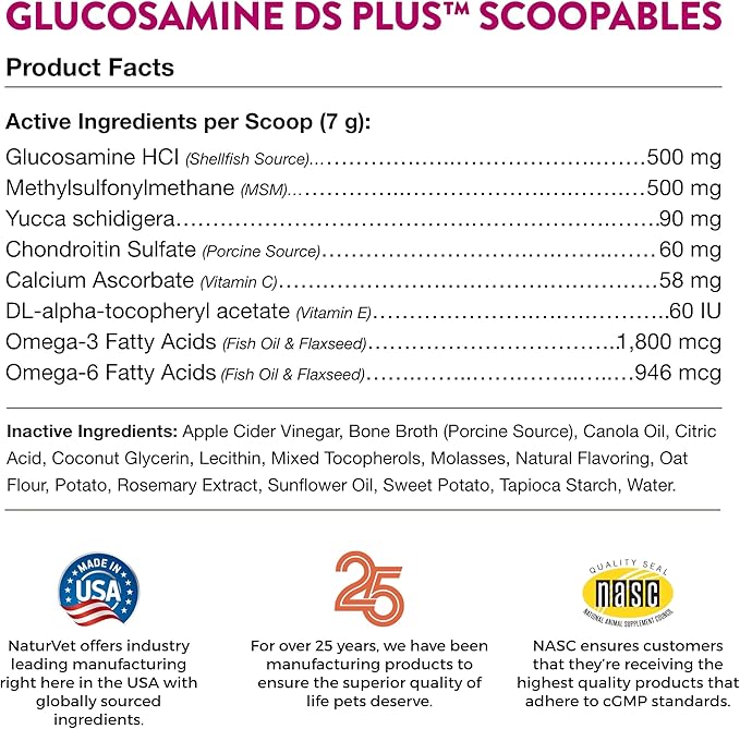 NaturVet Scoopables Glucosamine DS Plus Joint Supplement — 11 oz
