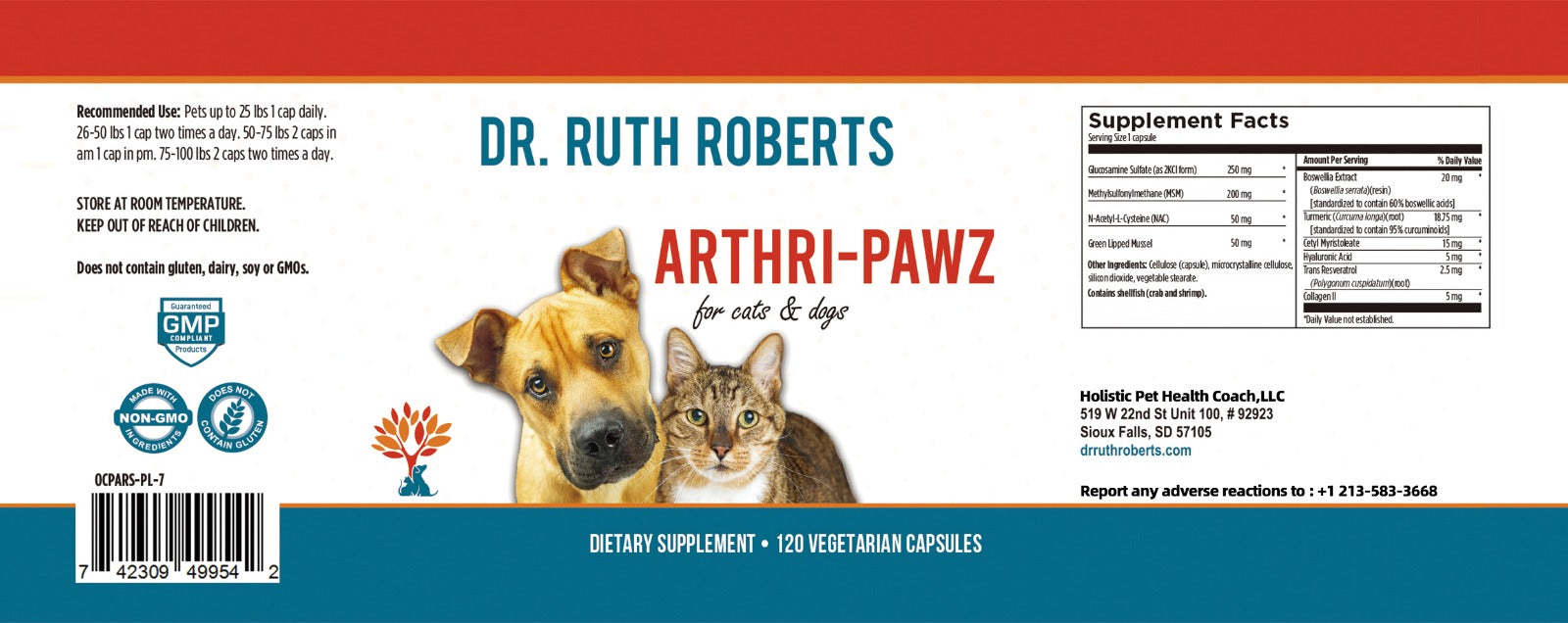 Arthri-Pawz Joint Supplement for Dogs & Cats – Glucosamine, UC-II Collagen | Dr. Ruth Roberts