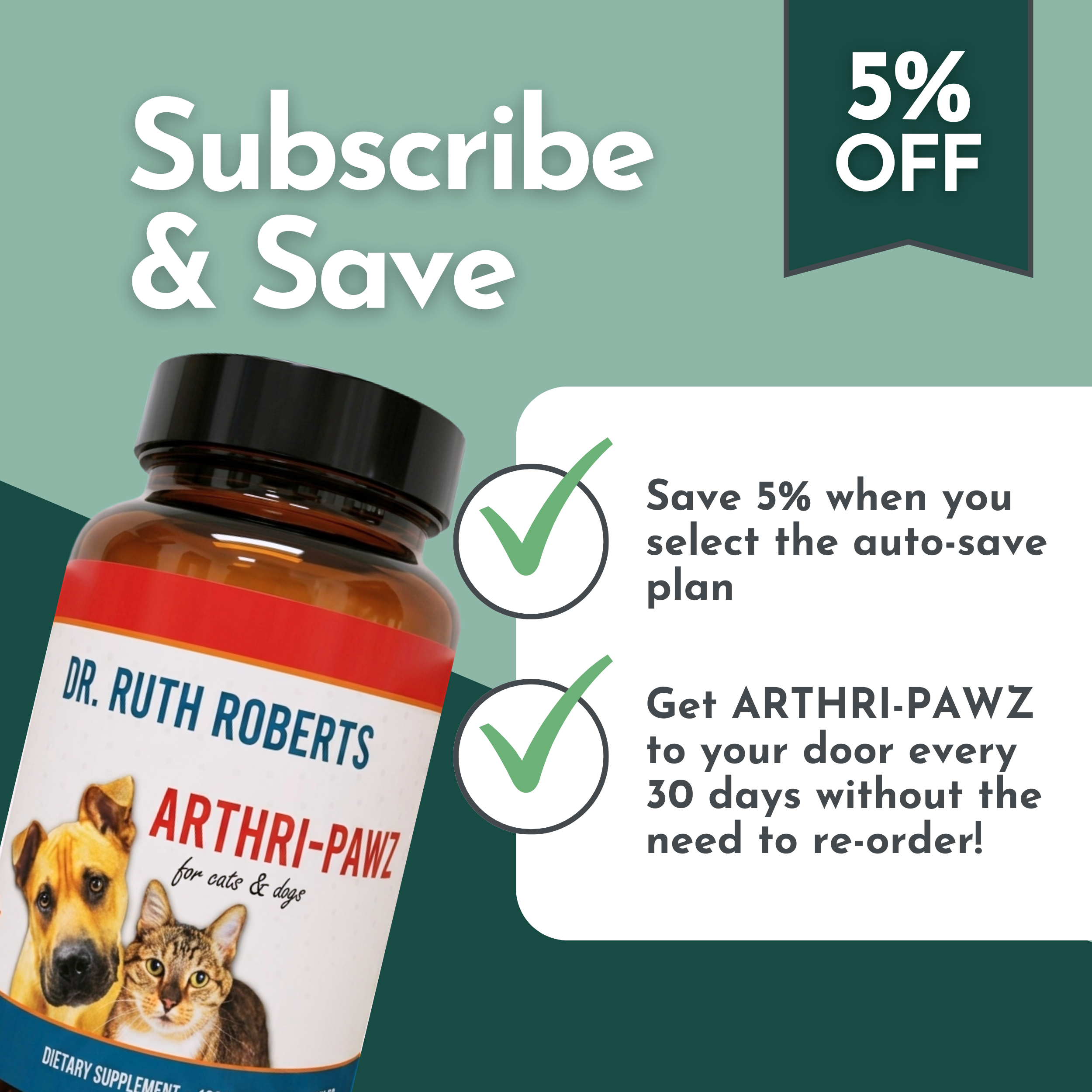 Arthri-Pawz Joint Supplement for Dogs & Cats – Glucosamine, UC-II Collagen | Dr. Ruth Roberts