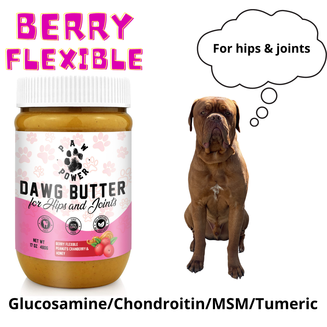 Dawg Butter Berry Flexible – Hip & Joint Supplement Peanut Butter for Dogs | Paw Power Nutrition