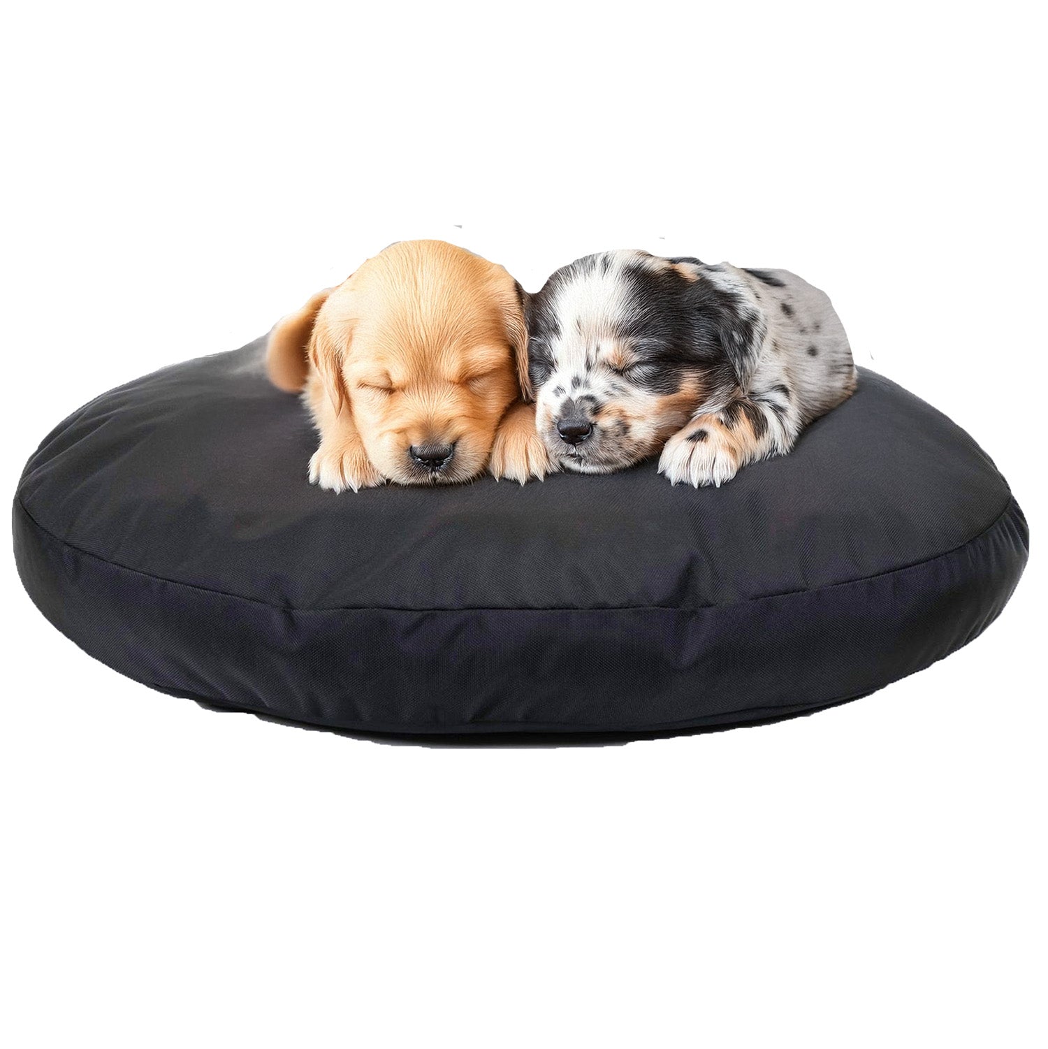 BlackRoundbedwith2puppies - Doggo Dream Shop