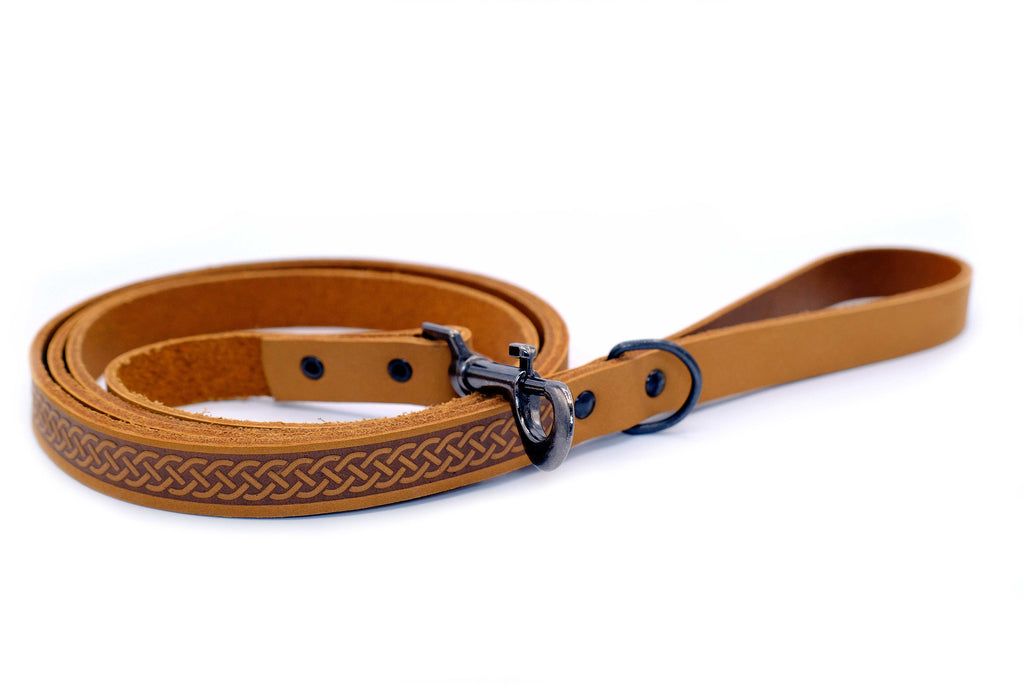 Celtic Sport Khaki Leather Dog Leash | Euro-Dog
