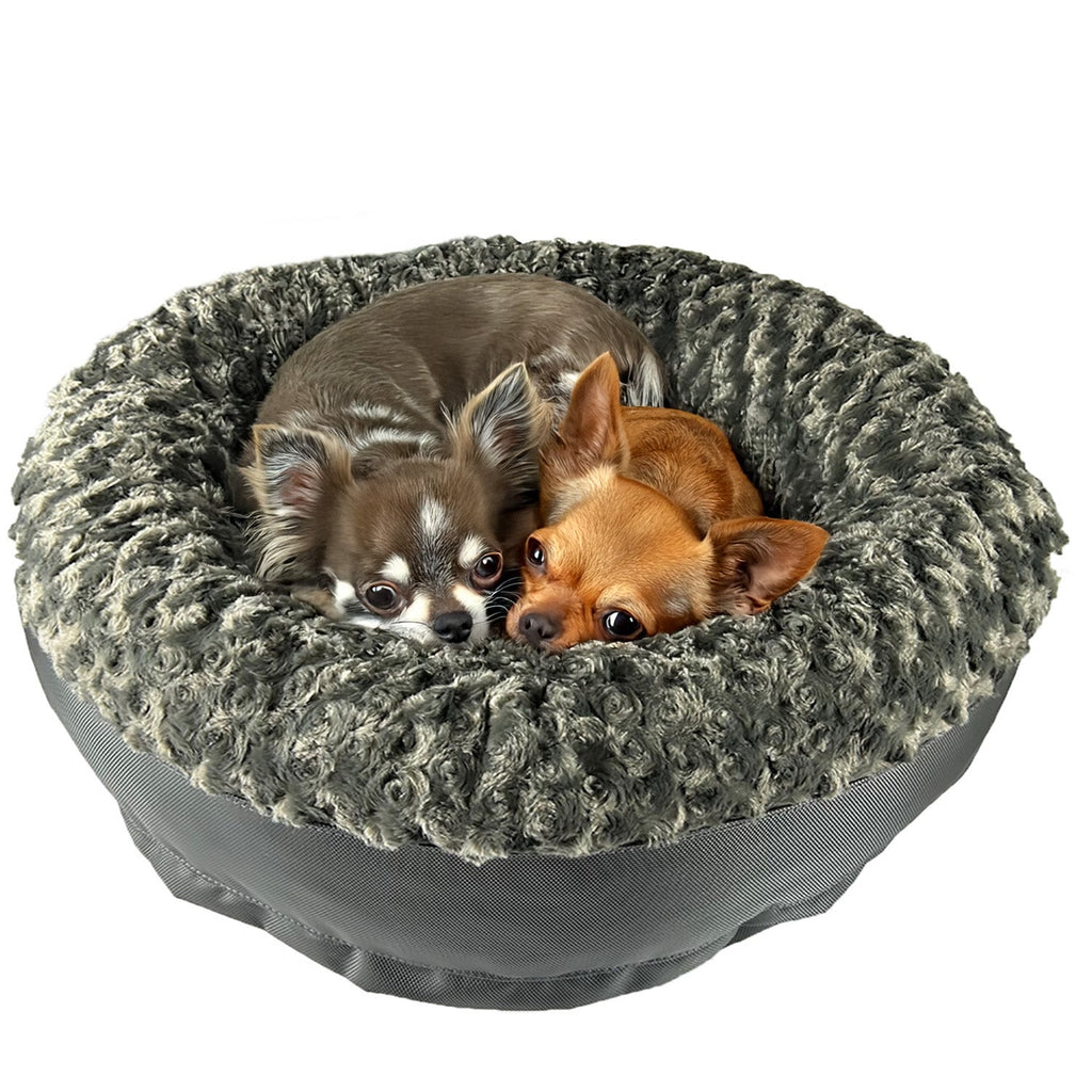 Charcoalroundbolsterfurvanawithchihuahuas - Doggo Dream Shop