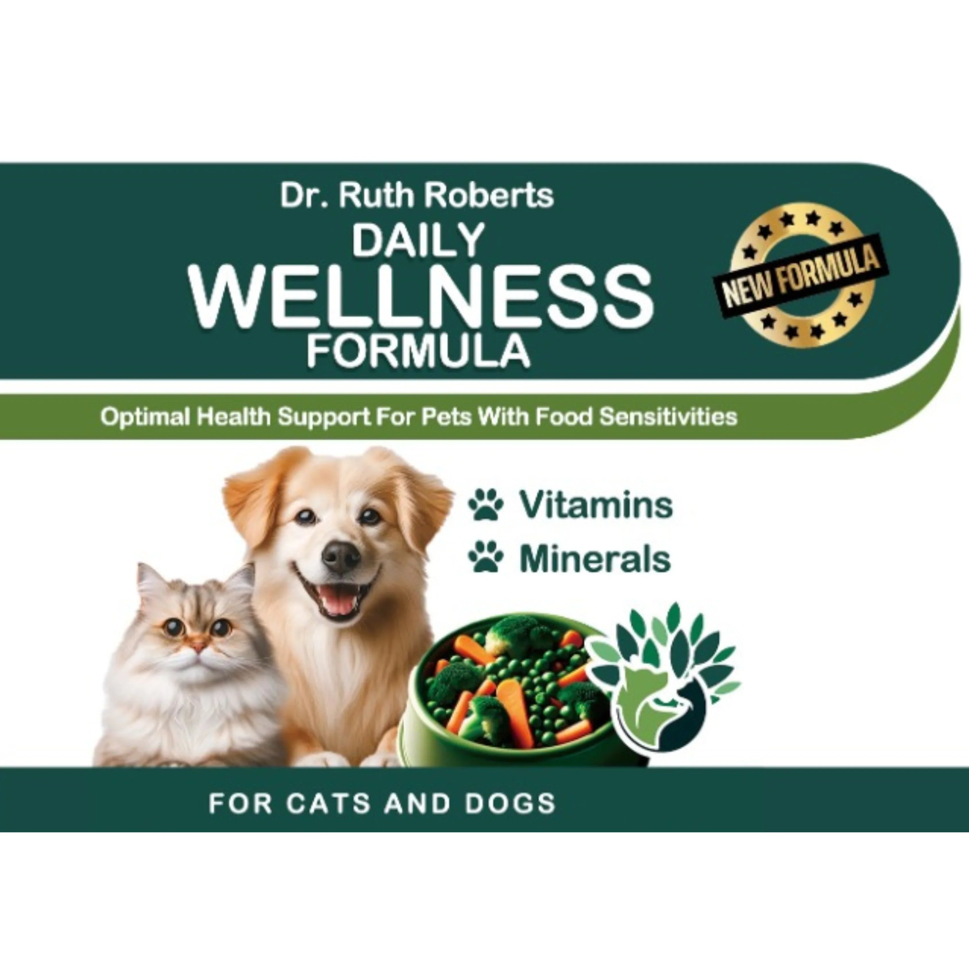 Pet's Daily Wellness Formula – Glandular-Free Daily Multivitamin for Dogs & Cats | Dr. Ruth Roberts