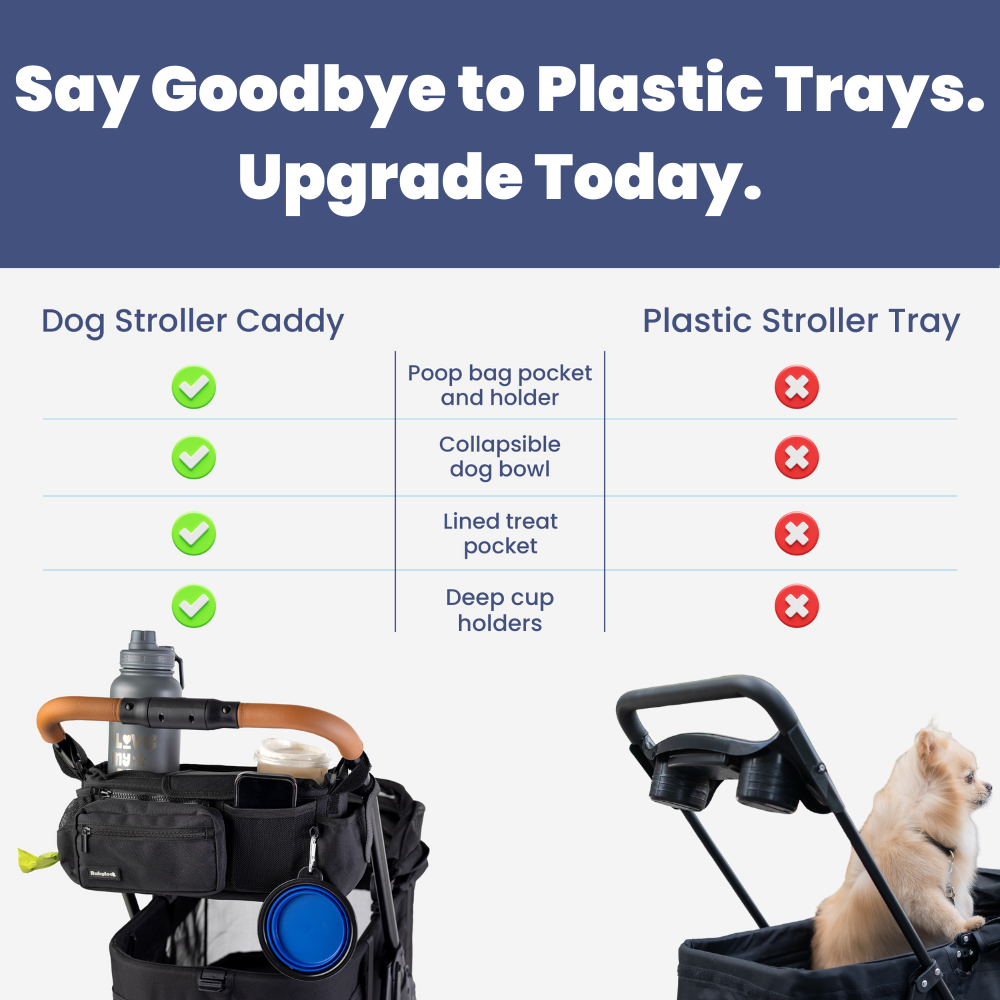 Dog Stroller Caddy Organizer – Insulated Cup Holders & Treat Pocket | Rubyloo