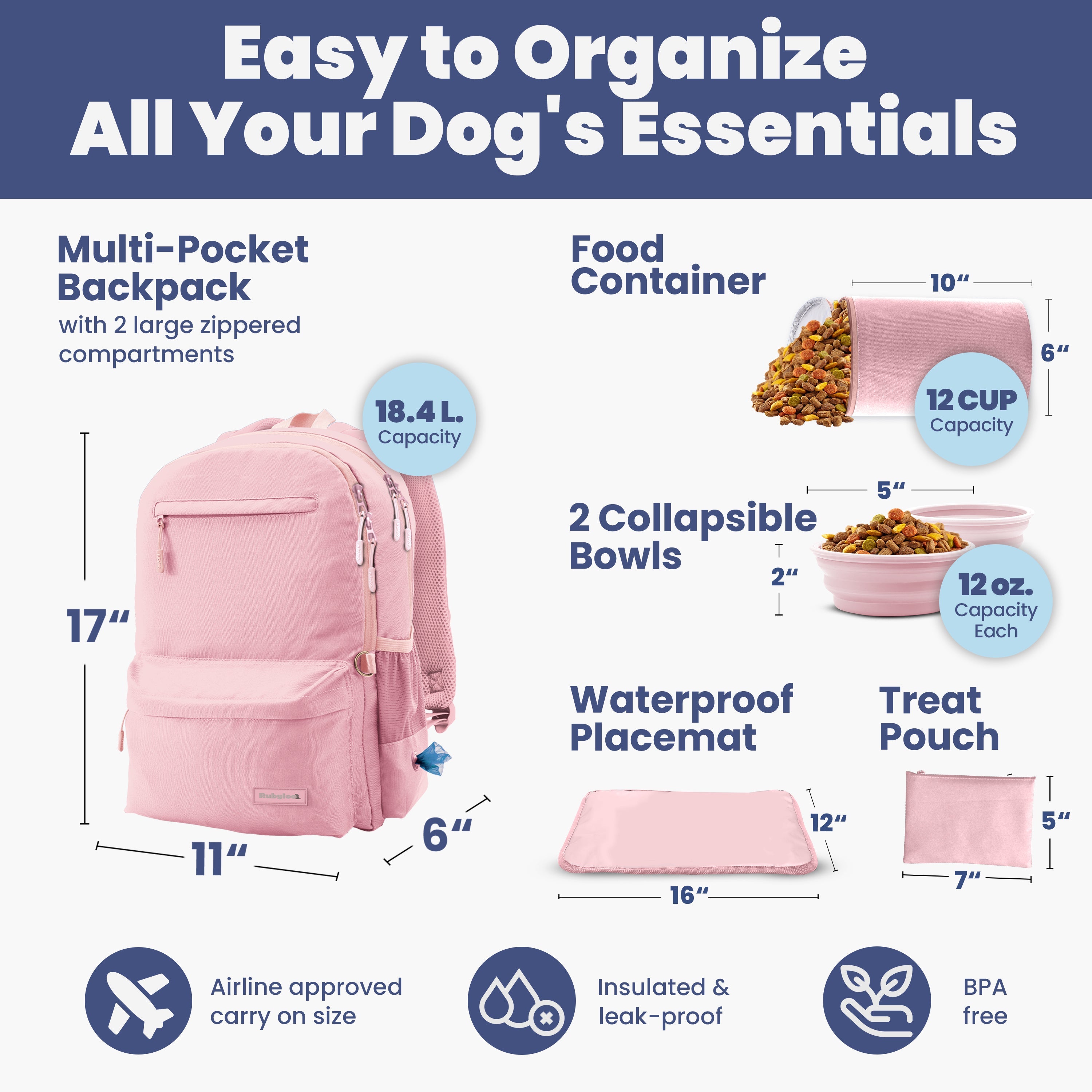 The Original Doggy Bag™ Backpack – Dog Travel Backpack with Bowls & Storage | Rubyloo