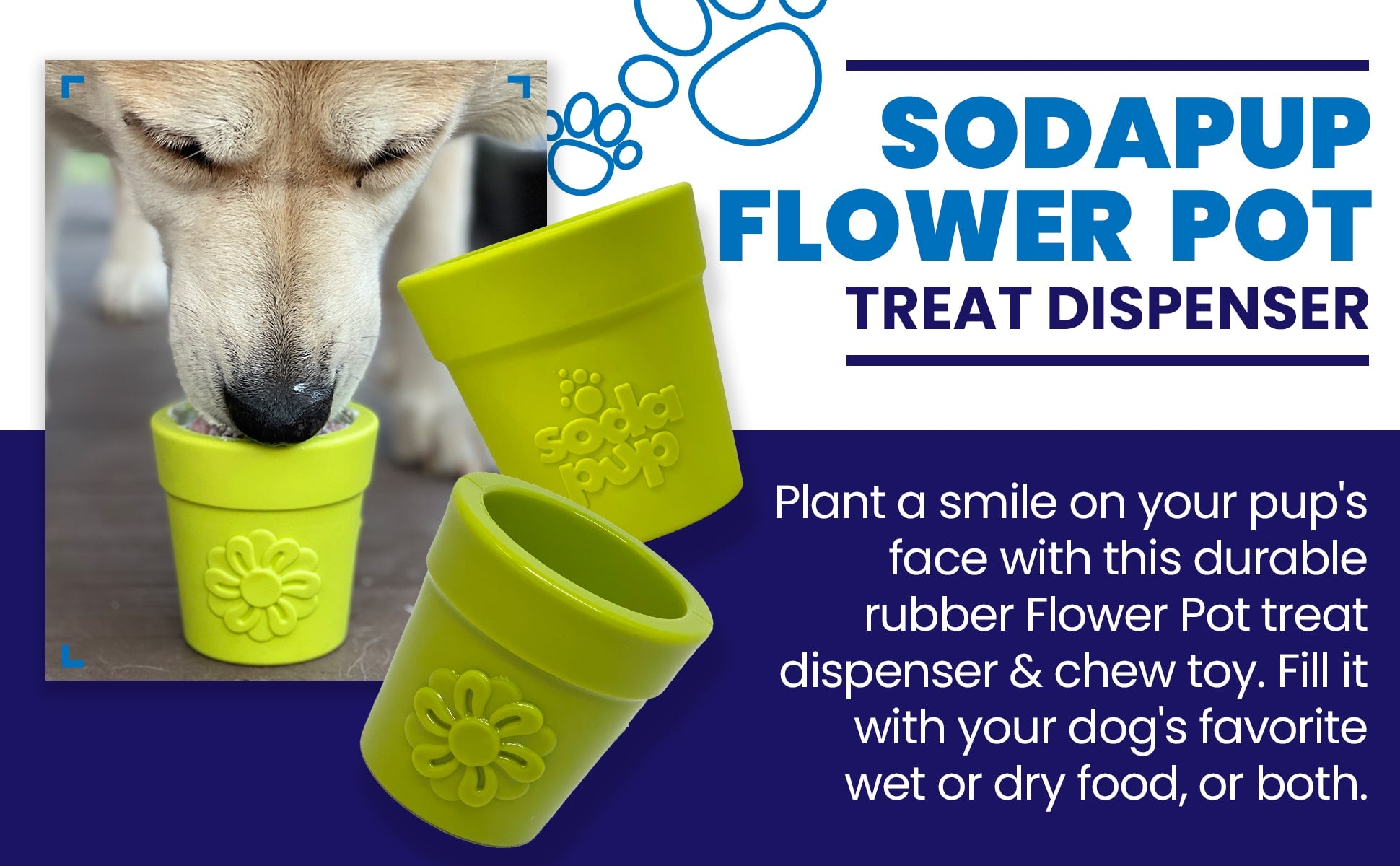 Large Flower Pot eCup Dog Treat Dispenser & Enrichment Toy | USA Made