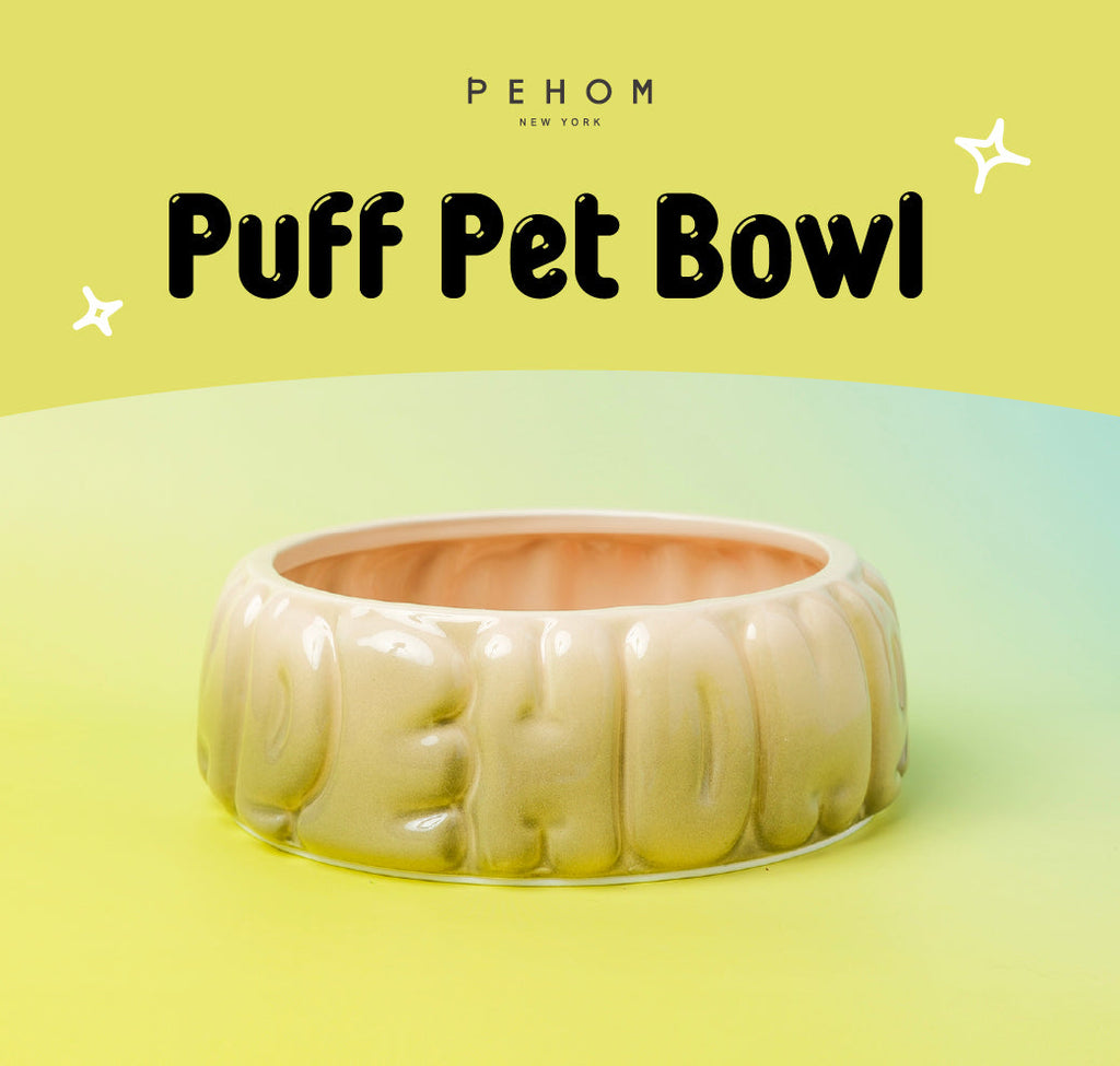 Puff Ceramic Dog Bowl – Gradient Olive