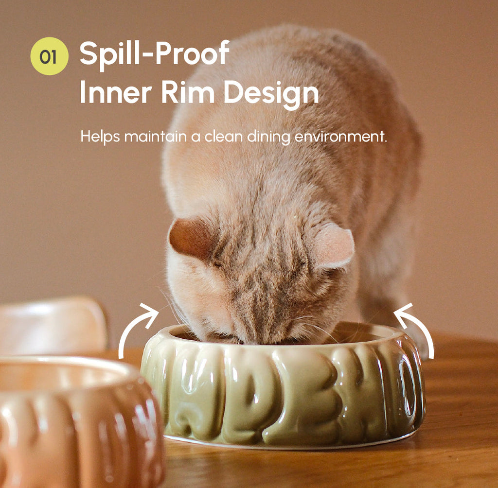 Puff Ceramic Dog Bowl – Gradient Olive