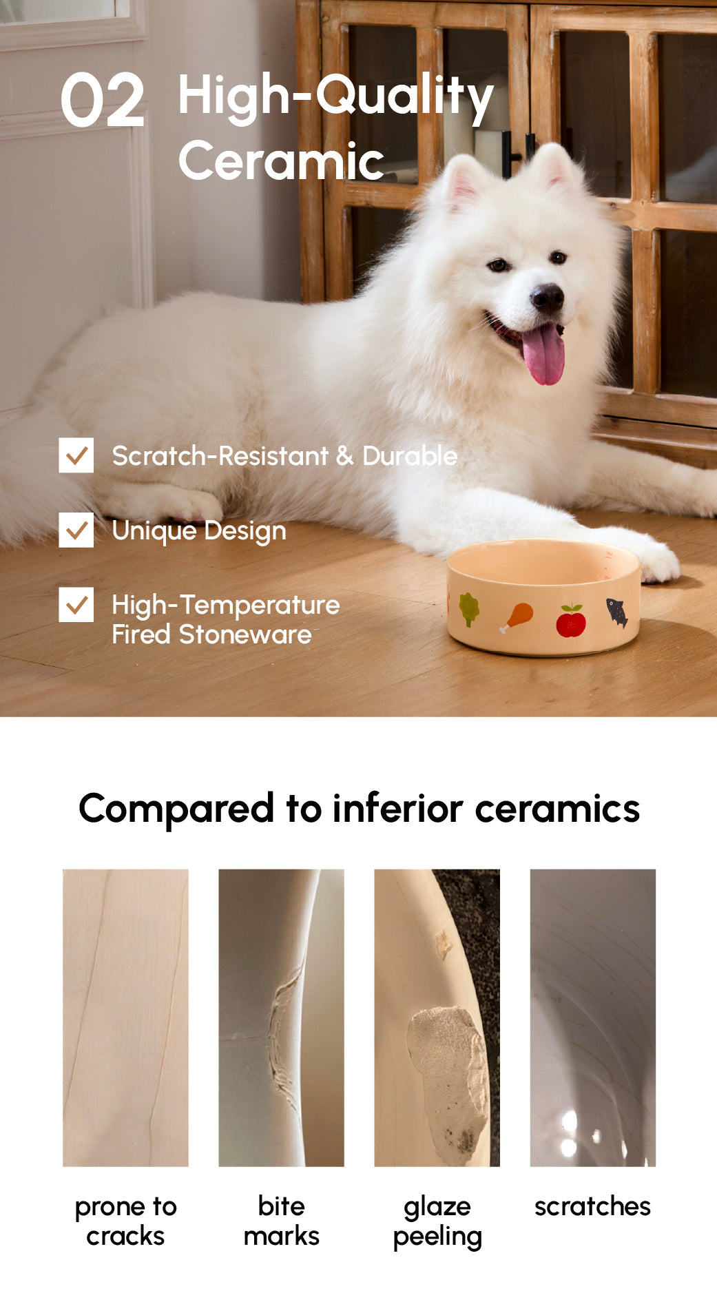 Nomnom Ceramic Dog Bowl – Food-Grade Stoneware, Non-Slip, Dishwasher Safe