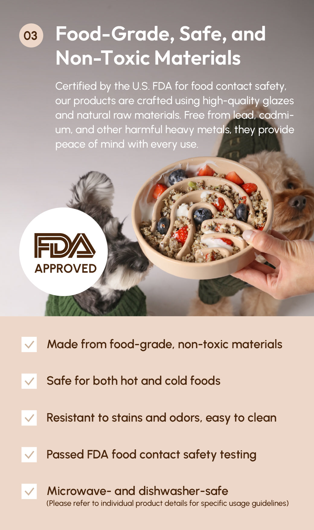 Wave Slow Feeder Dog Bowl – Ceramic, Non-Slip, Optional Wood Stand