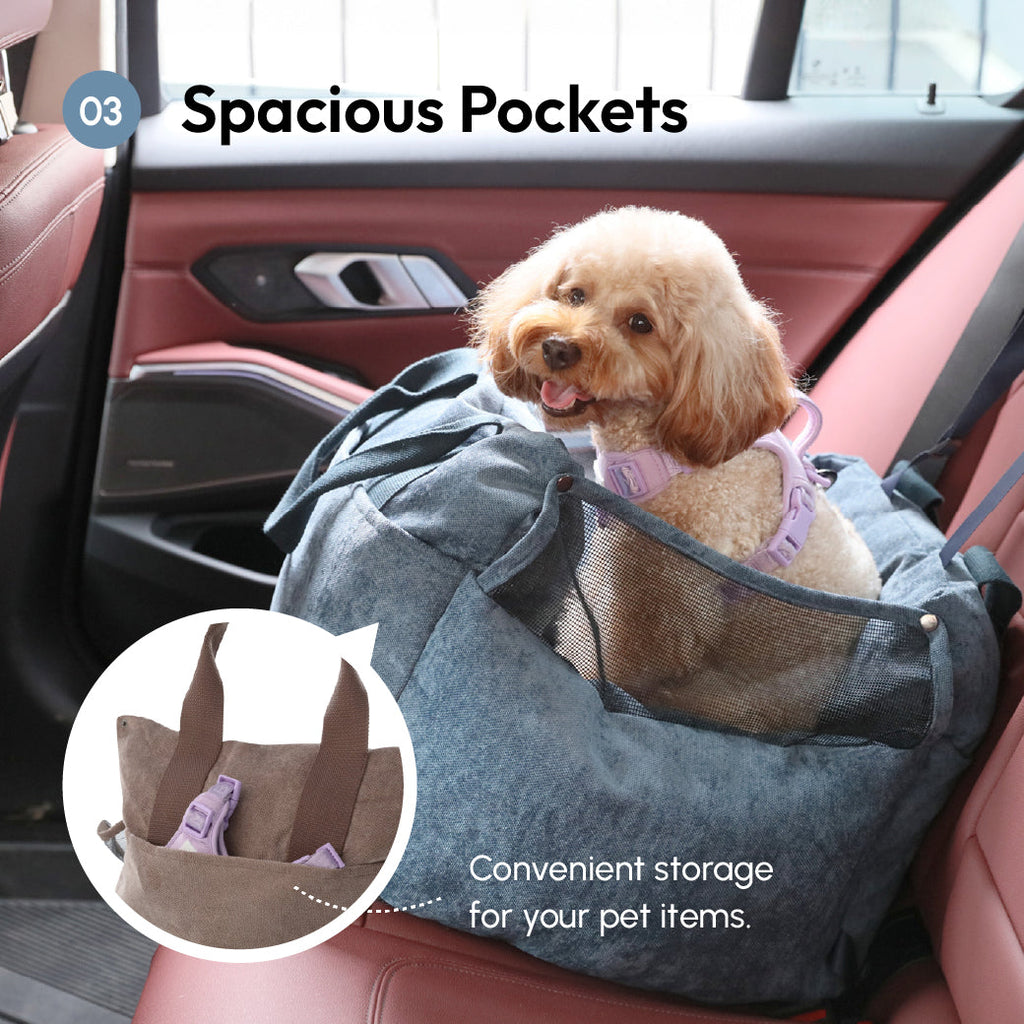 Puff Guard Dog Car Seat for Small Dogs – Convertible Travel Bag | pehomnyc (Blue)