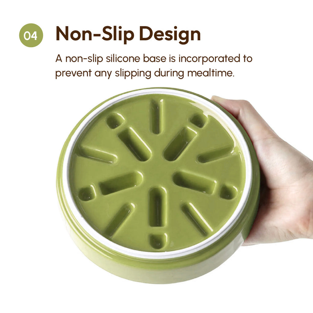 Macaroni Slow Feeder Dog Bowl – Ceramic, Non-Slip, Optional Wood Stand