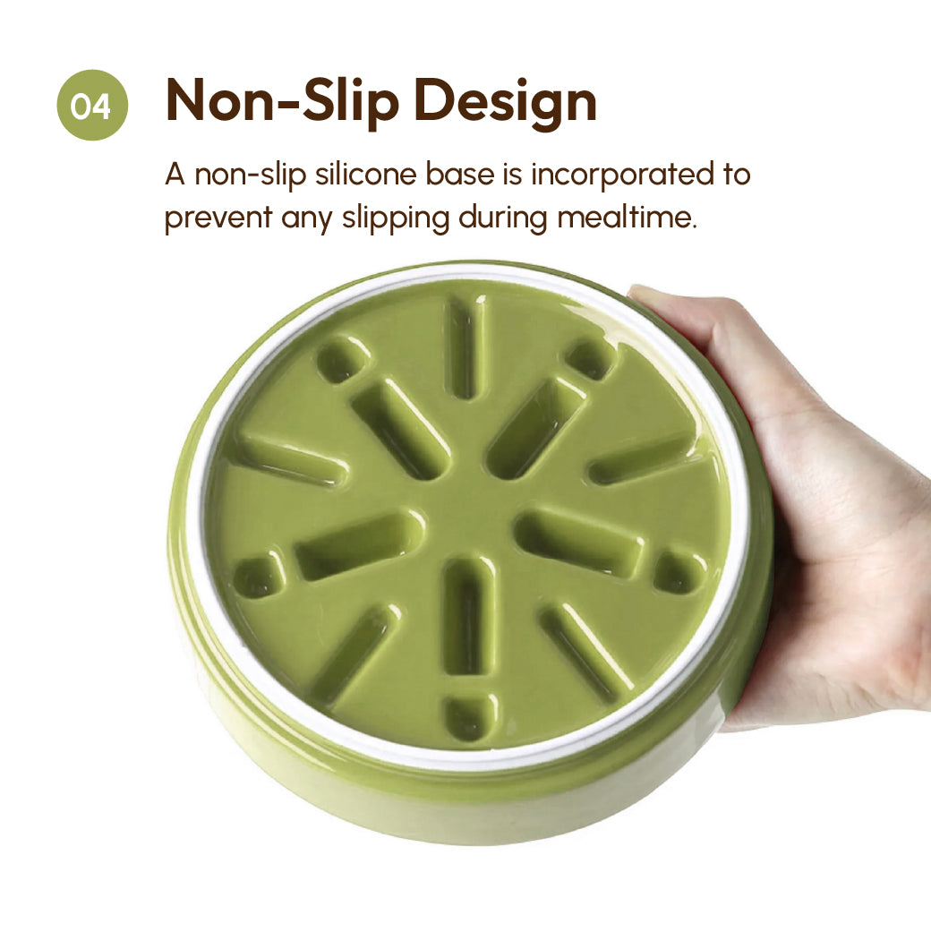 Macaroni Slow Feeder Dog Bowl – Ceramic, Non-Slip, Optional Wood Stand