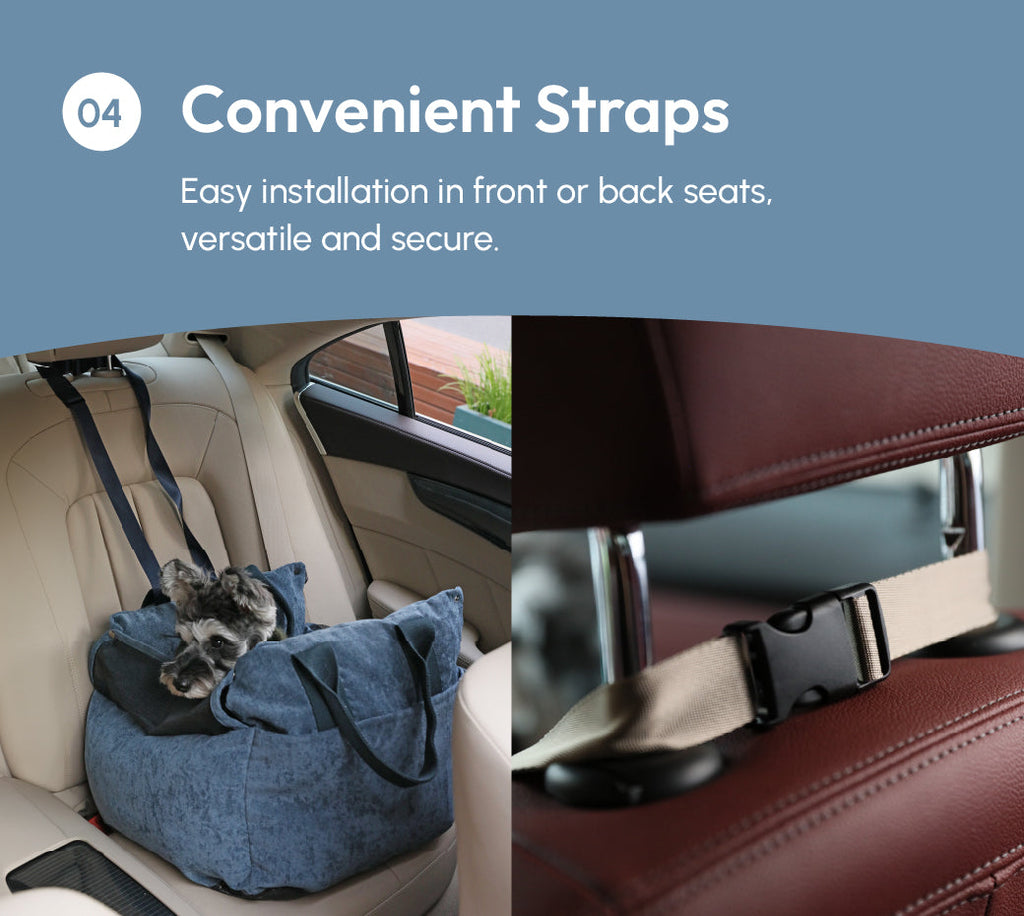 Puff Guard Dog Car Seat for Small Dogs – Convertible Travel Bag | pehomnyc (Blue)
