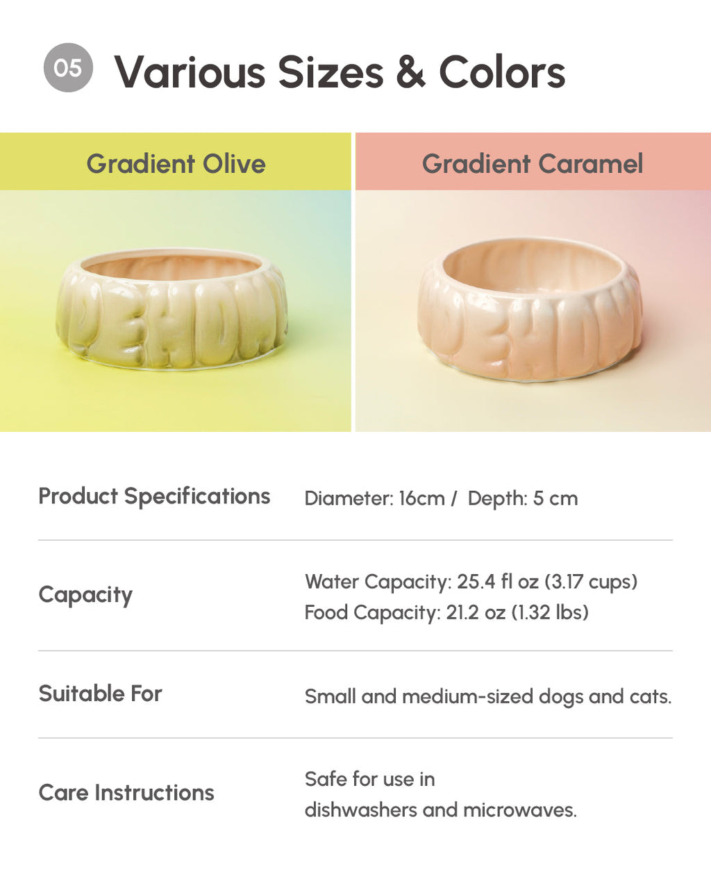 Puff Ceramic Dog Bowl – Gradient Caramel