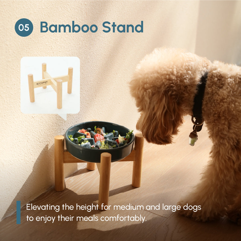 Spark Slow Feeder Dog Bowl – Ceramic, Non-Slip, Optional Wood Stand