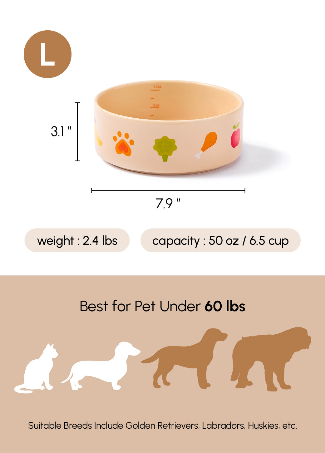 Nomnom Ceramic Dog Bowl – Food-Grade Stoneware, Non-Slip, Dishwasher Safe