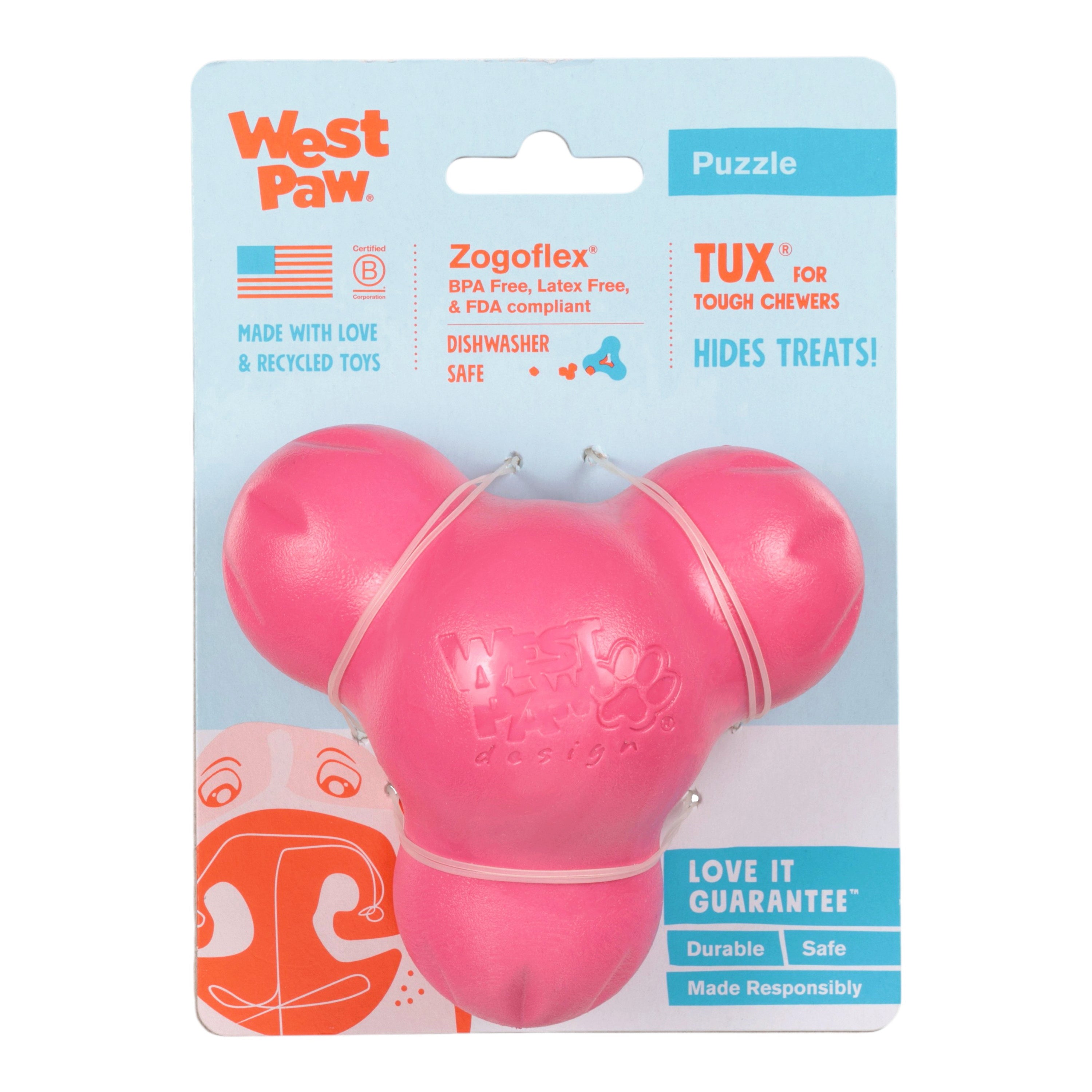 West Paw Tux Treat Dispensing Chew Toy – Geranium