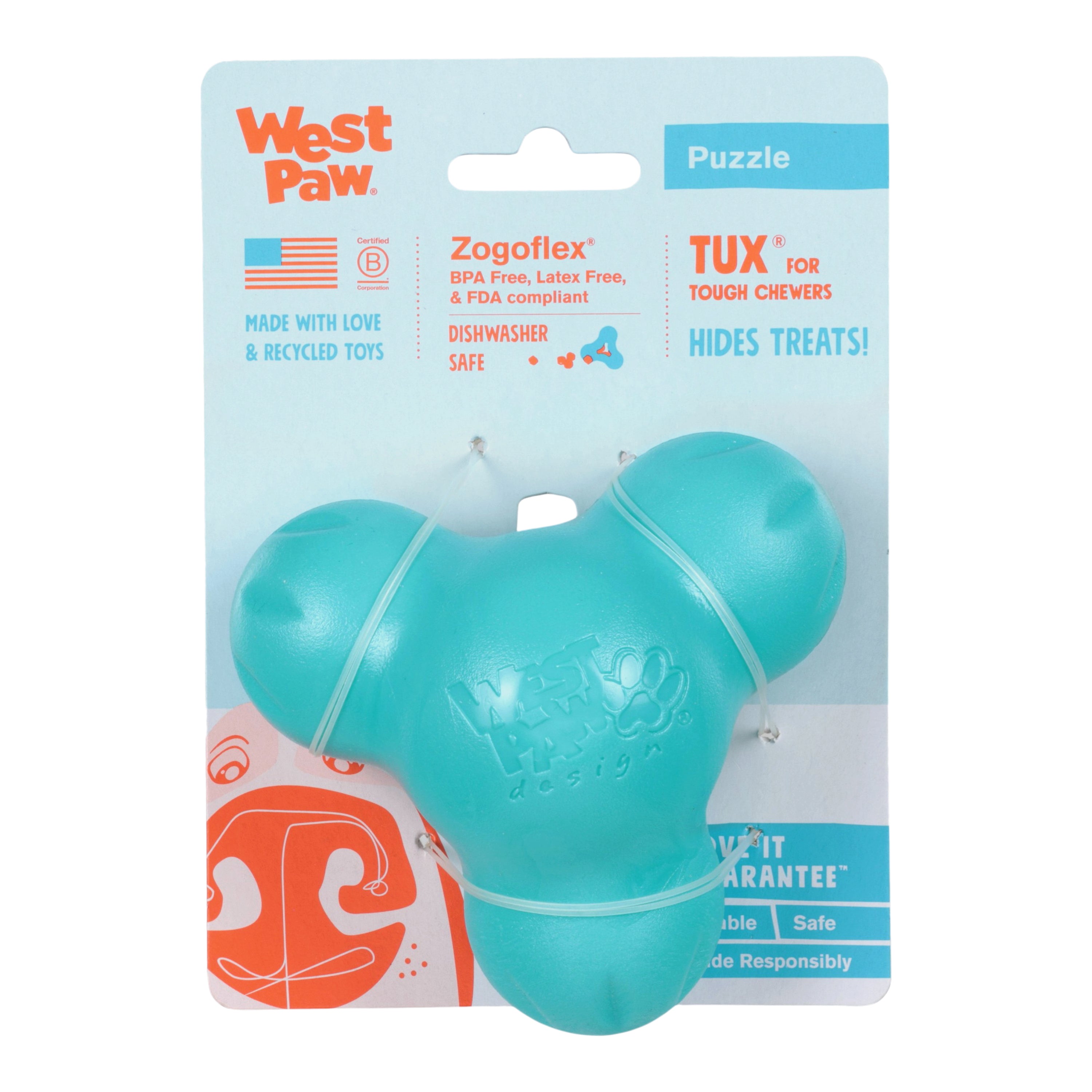 West Paw Tux Treat Dispensing Chew Toy – Teal