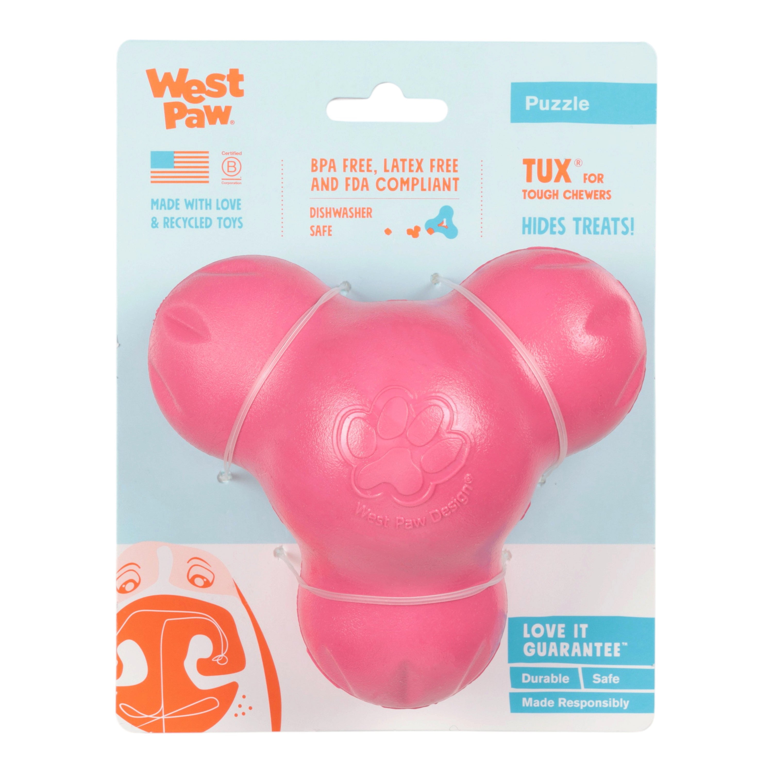 West Paw Tux Treat Dispensing Chew Toy – Geranium
