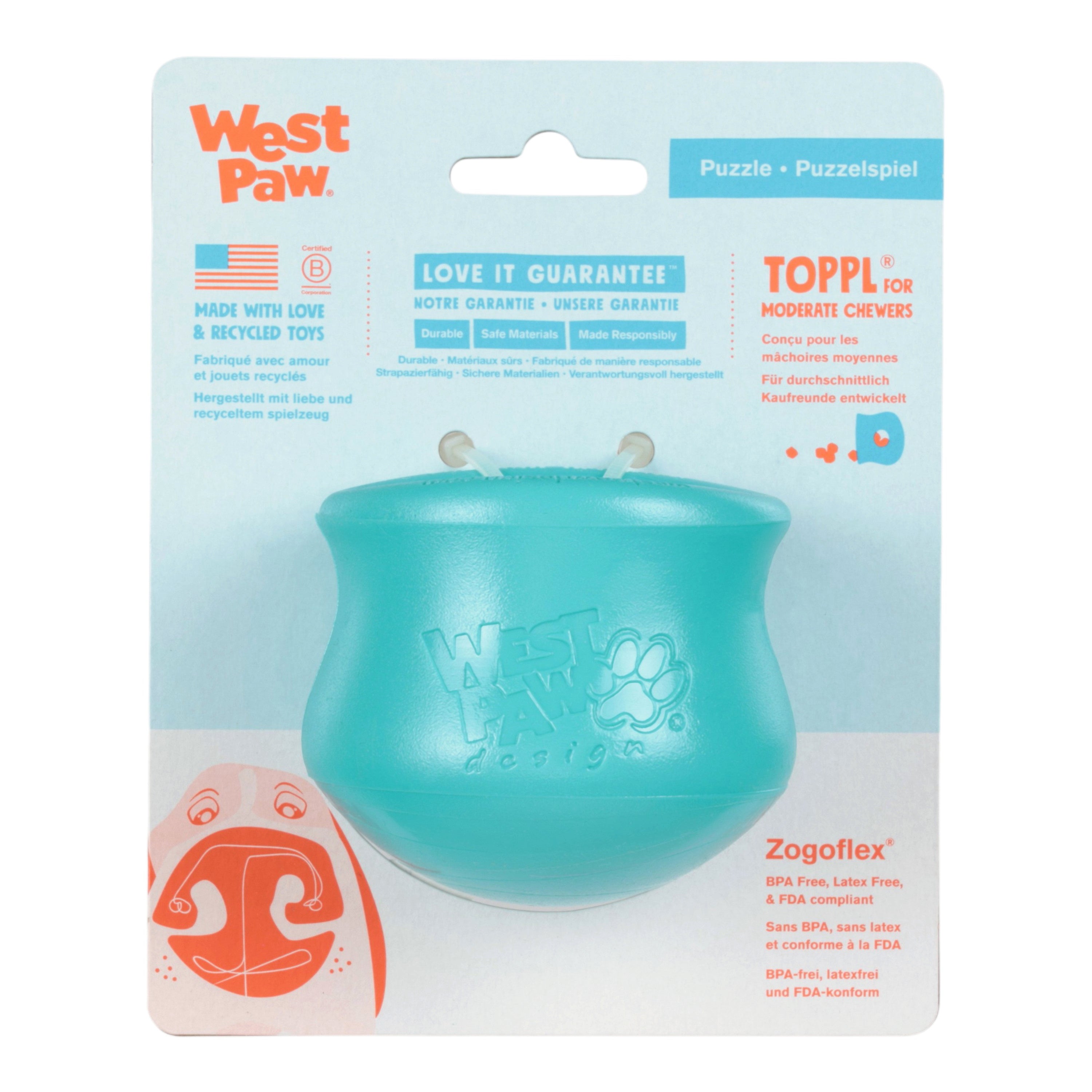 West Paw Toppl Treat Dispensing Dog Toy – Teal