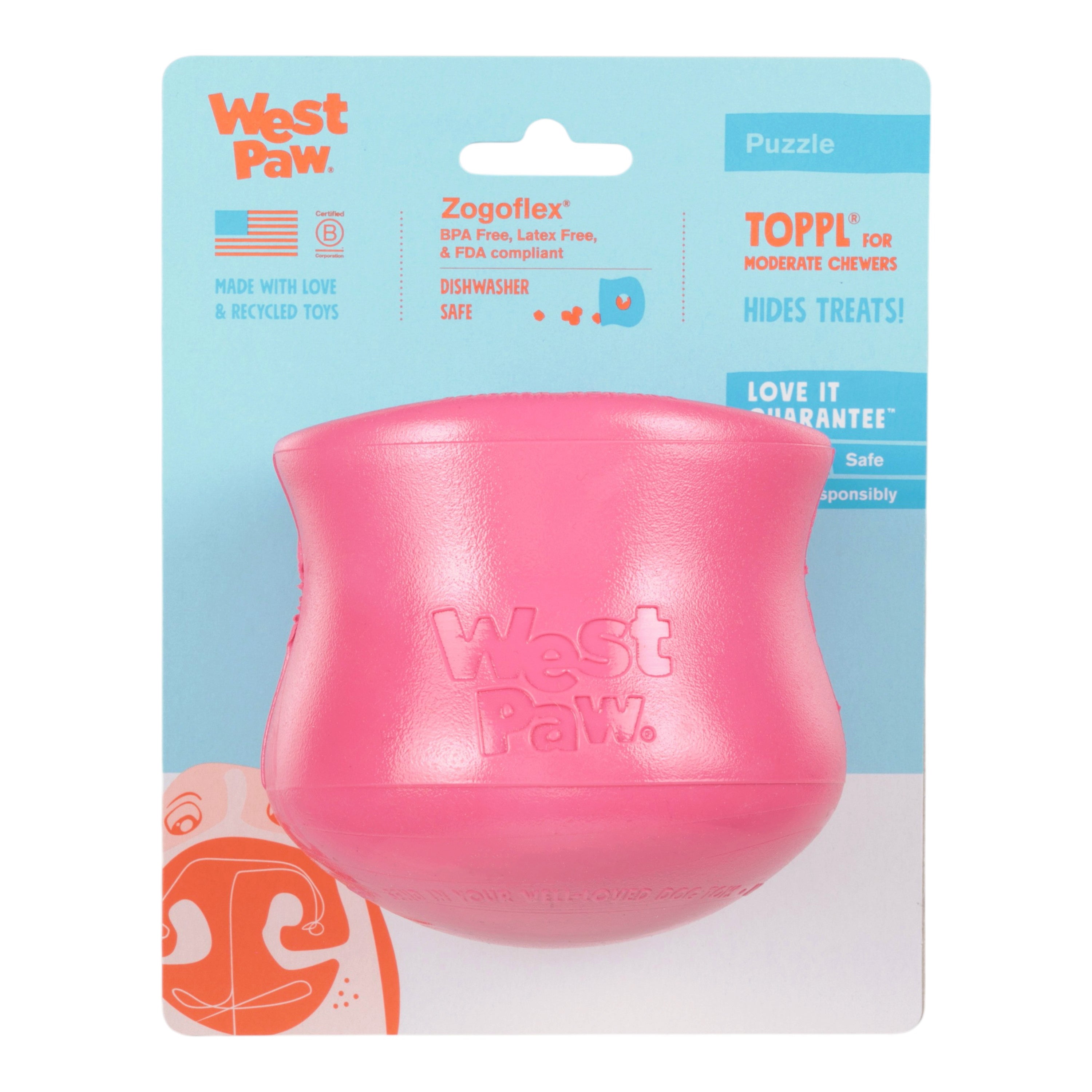 West Paw Toppl Treat Dispensing Dog Toy – Geranium