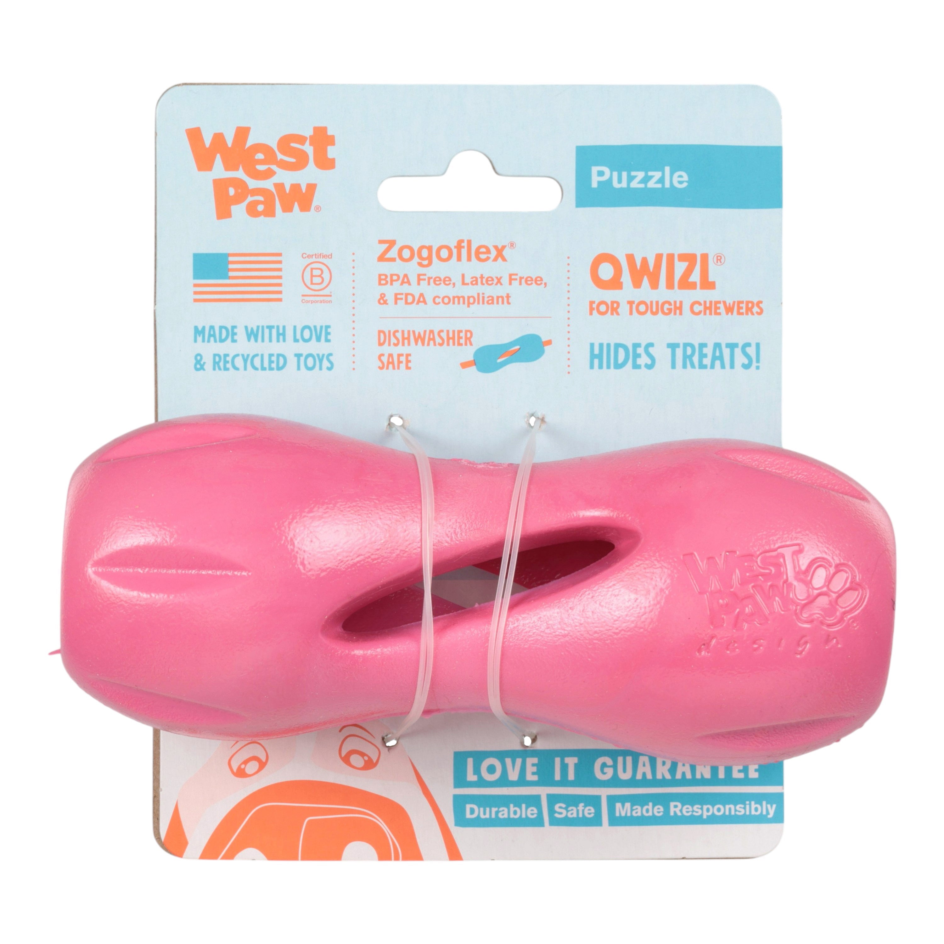 West Paw Qwizl Geranium Chew Toy – USA Made Treat Holder | Doggo