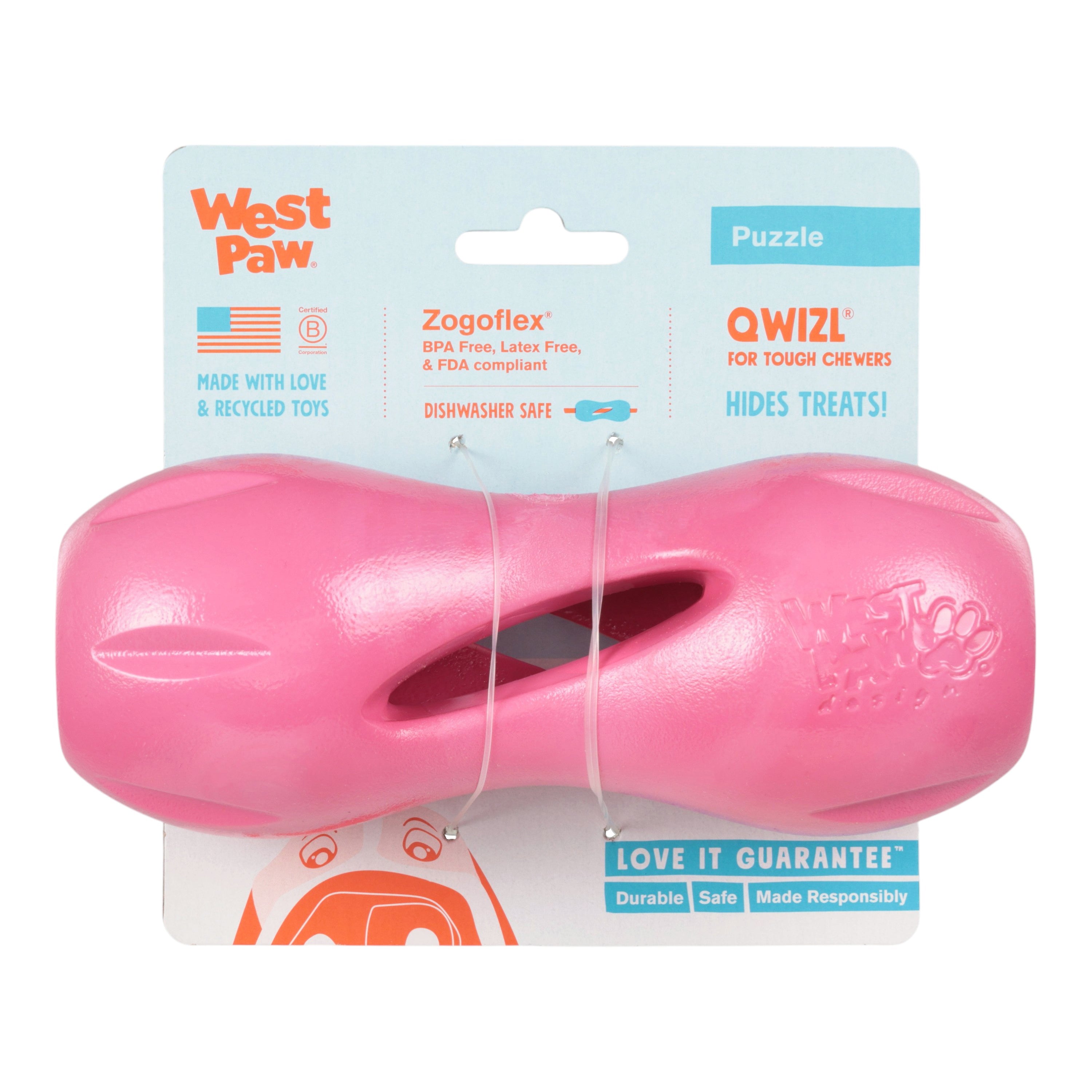 West Paw Qwizl Treat Chew Toy – Geranium