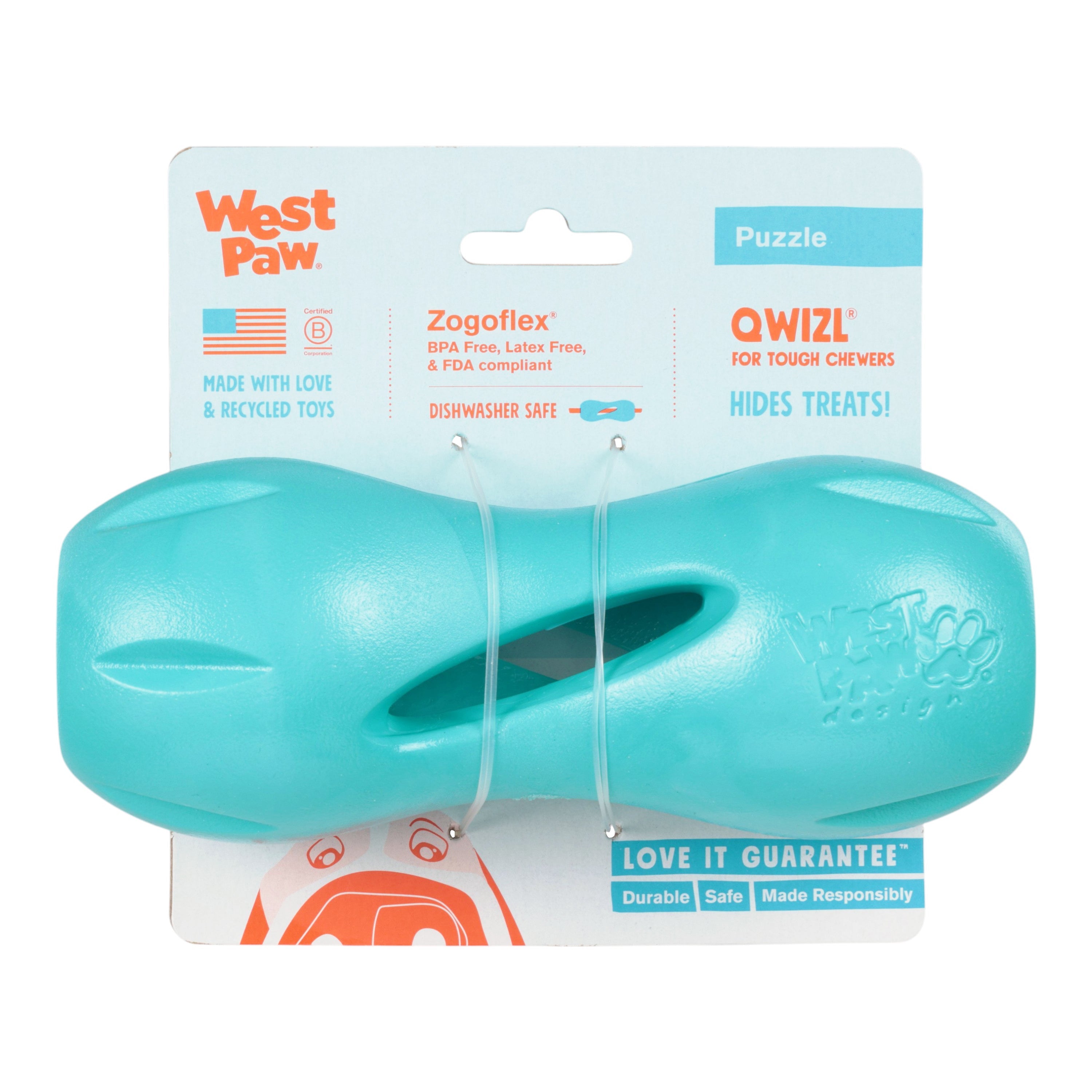 West Paw Qwizl Treat Chew Toy – Teal