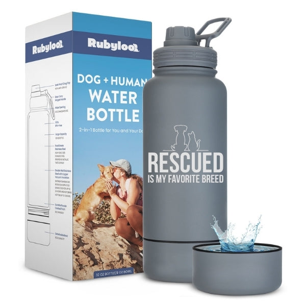 Dog & Human Water Bottle with Detachable Bowl | Rubyloo