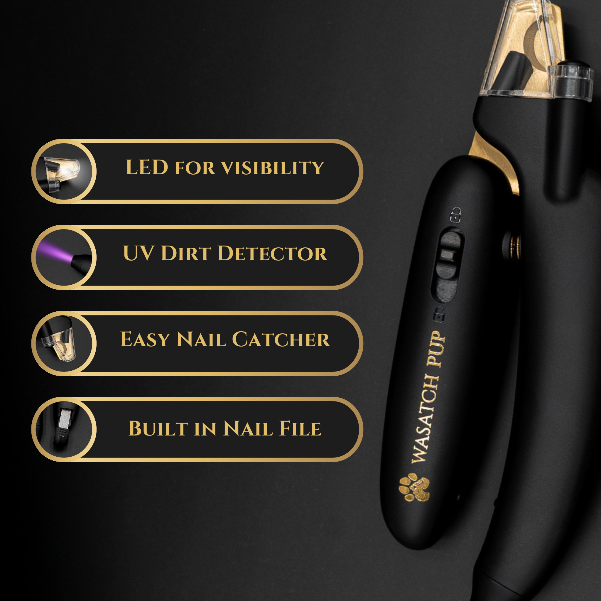 3-in-1 Dog Nail Clippers with LED Light | Wasatch Pup