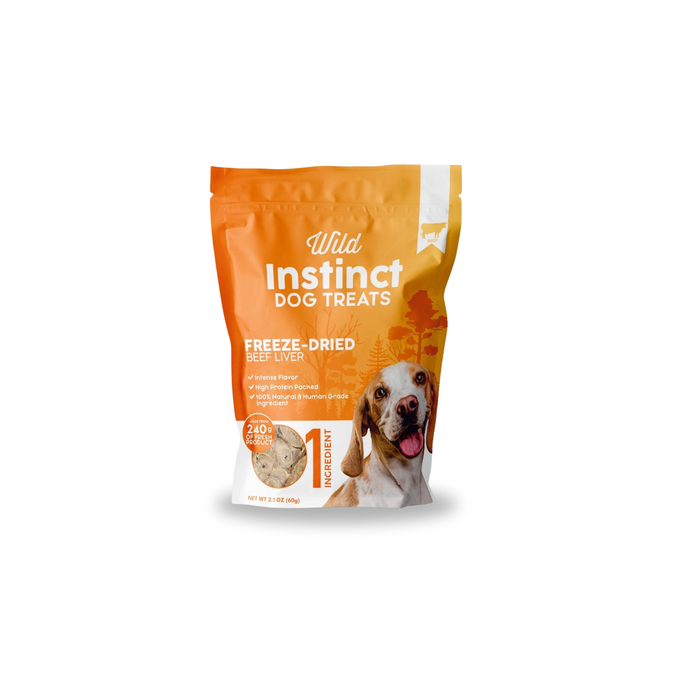 Freeze-dried beef liver dog treats by Wild Instinct Pet — single-ingredient, grain-free, 2.1 oz