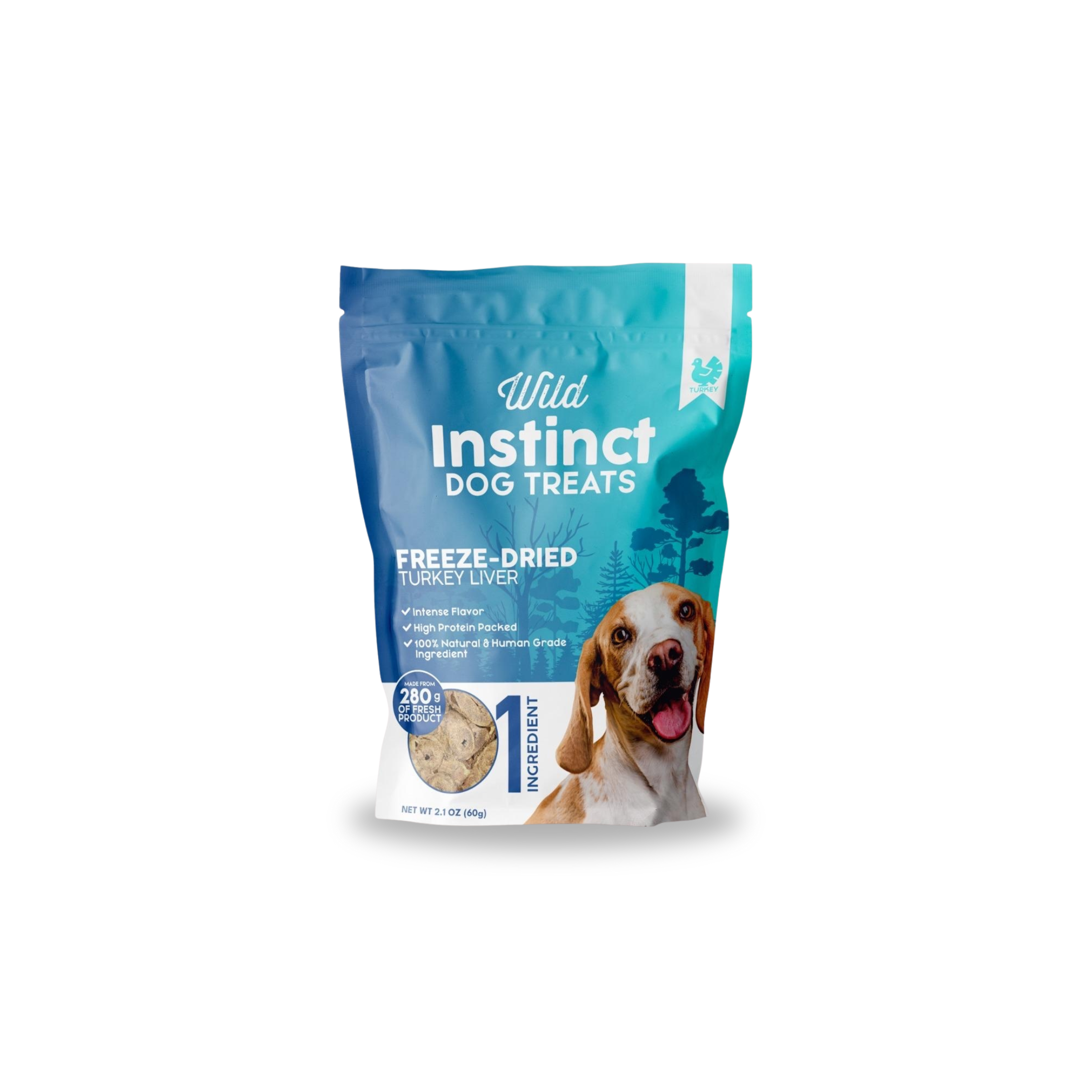 Freeze-dried turkey liver dog treats by Wild Instinct Pet — single-ingredient, beef-free, grain-free, 2.1 oz