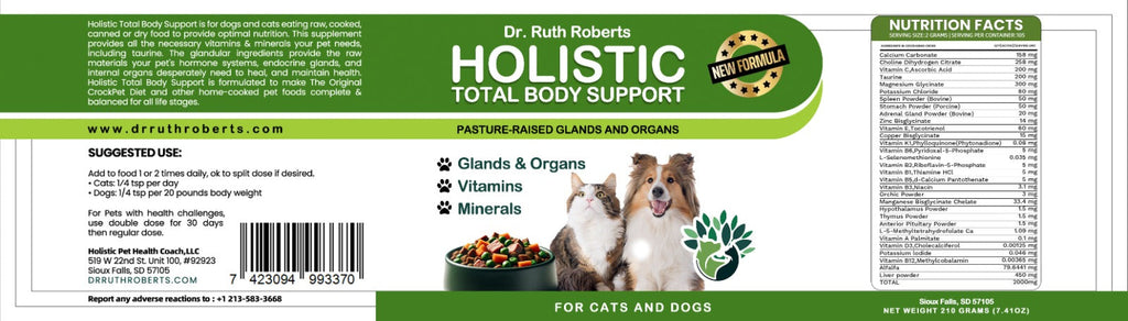 Holistic Total Body Support – Multivitamin & Glandular Supplement for Dogs & Cats | Dr. Ruth Roberts