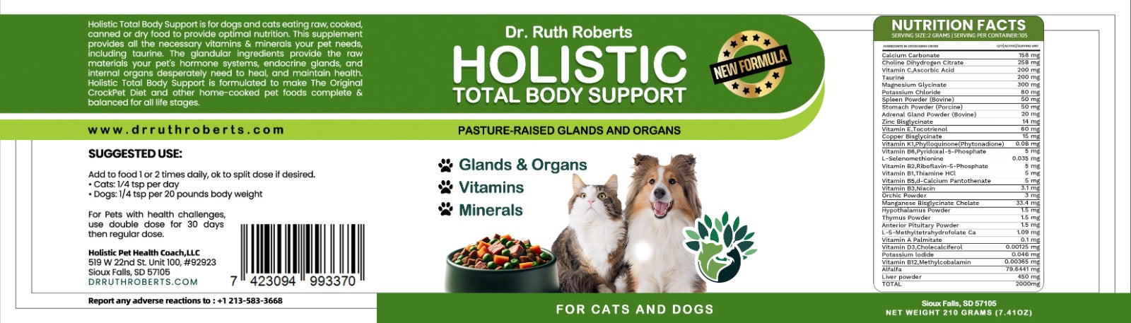 Holistic Total Body Support – Multivitamin & Glandular Supplement for Dogs & Cats | Dr. Ruth Roberts