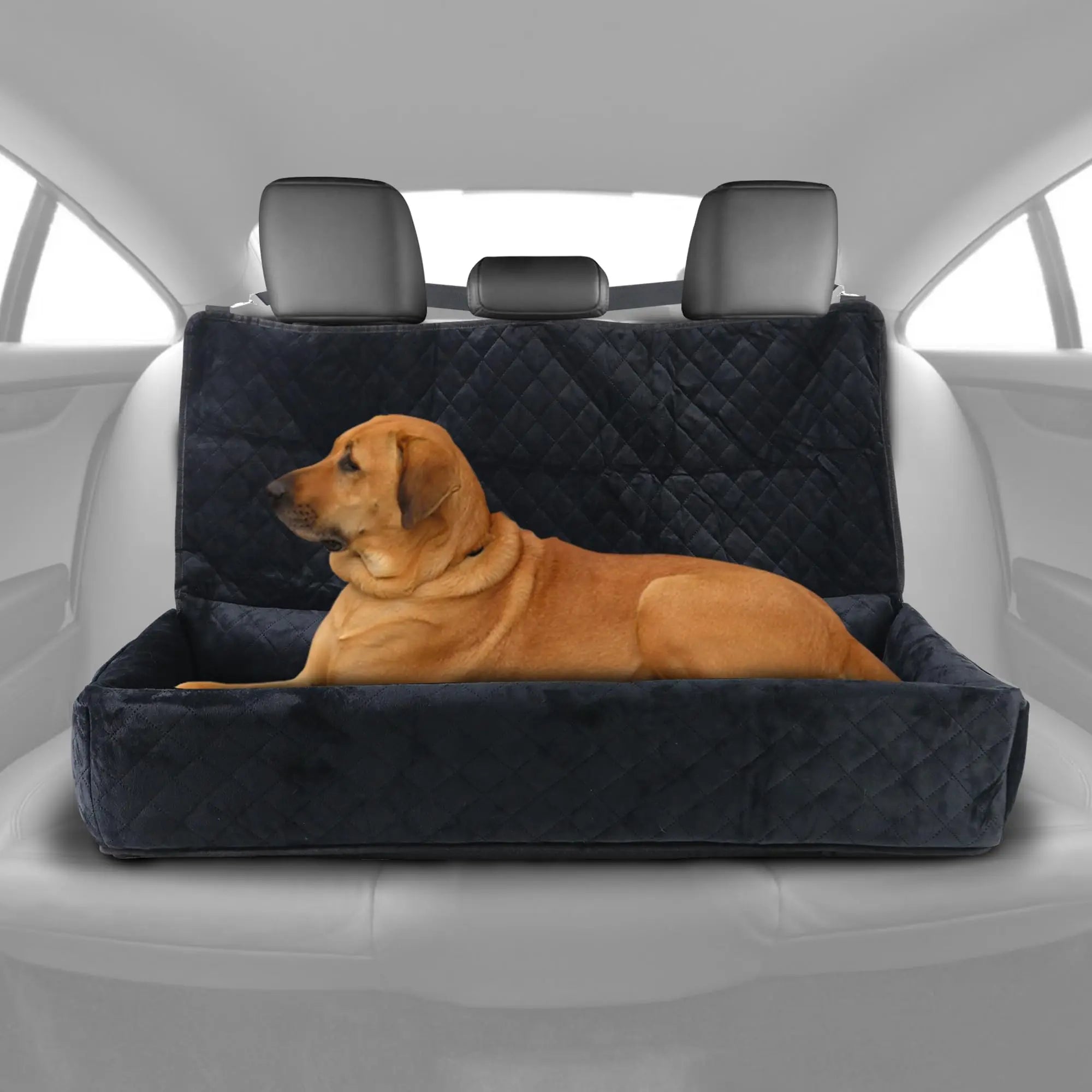 Dog Car Seat for Large Dogs – Back Seat Booster Bed up to 100 lbs