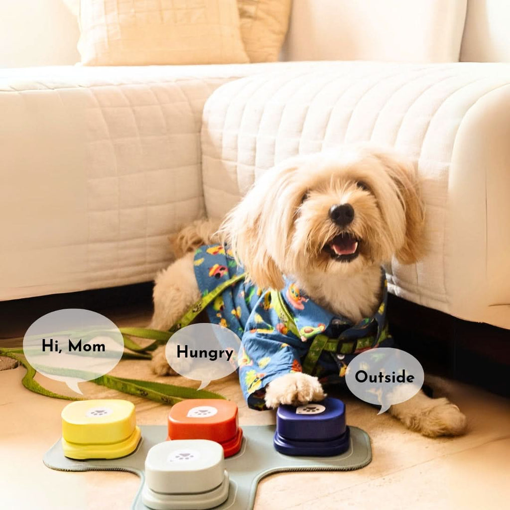 Wiz Basics Recordable Training Buttons for Dogs – Set of 4 with Mat